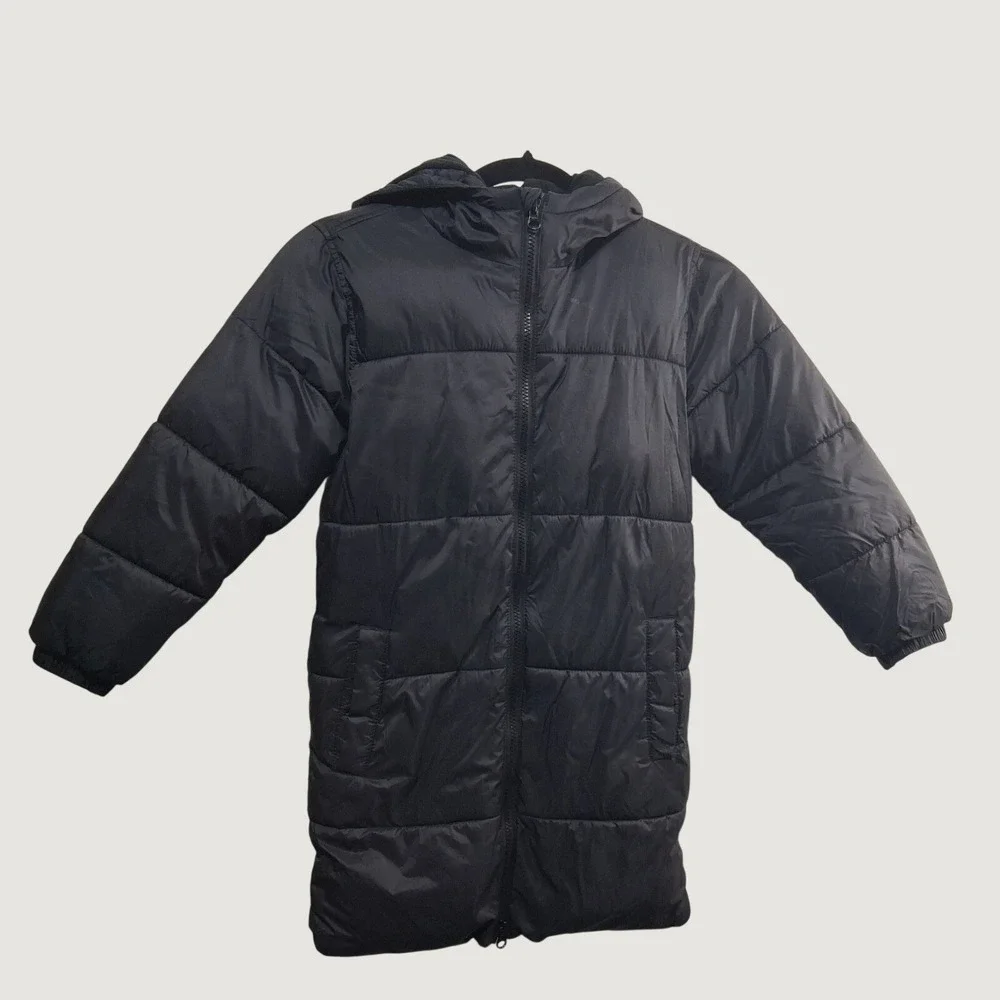 Old Navy Kids Black Quilted Hooded Puffer Parka Jacket Size S 6-7